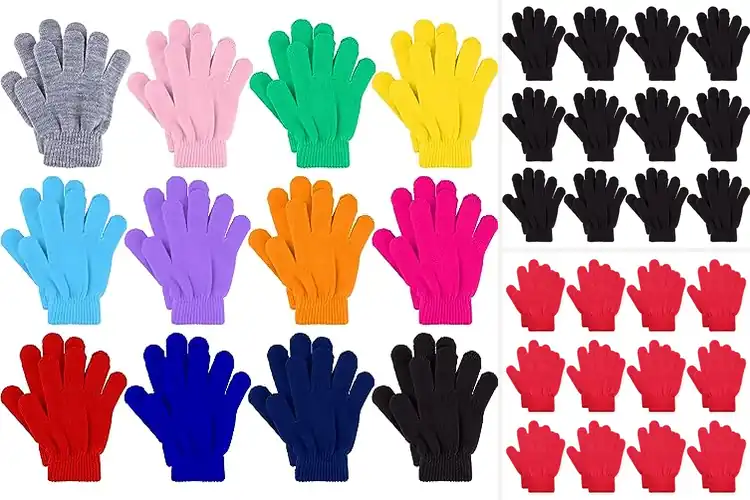 Detailed view of Best 12 Pair Kids Gloves Bulk Pack