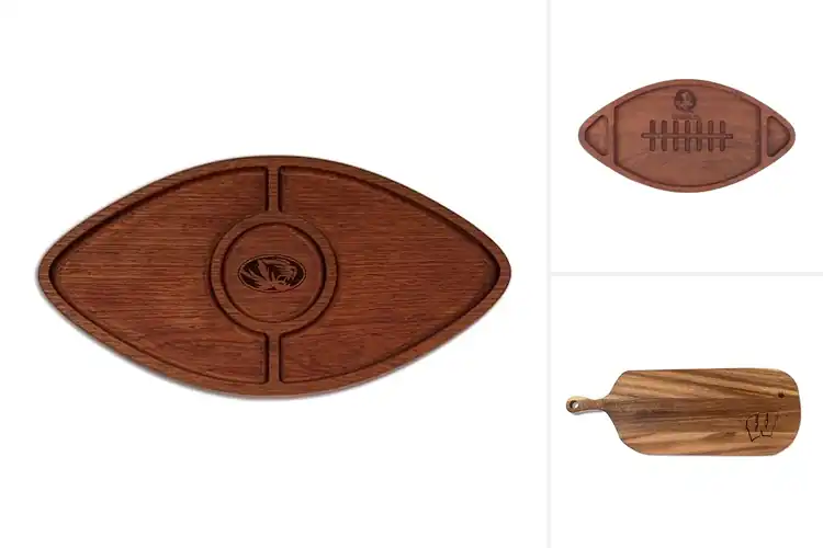 Detailed view of Best Acacia Serving Boards With Team Logos
