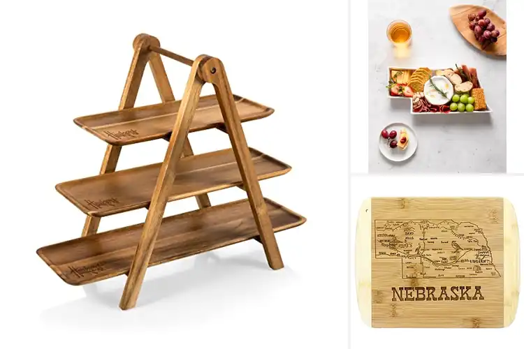 Detailed view of Best Nebraska Serving Trays: Style & State Pride Combined
